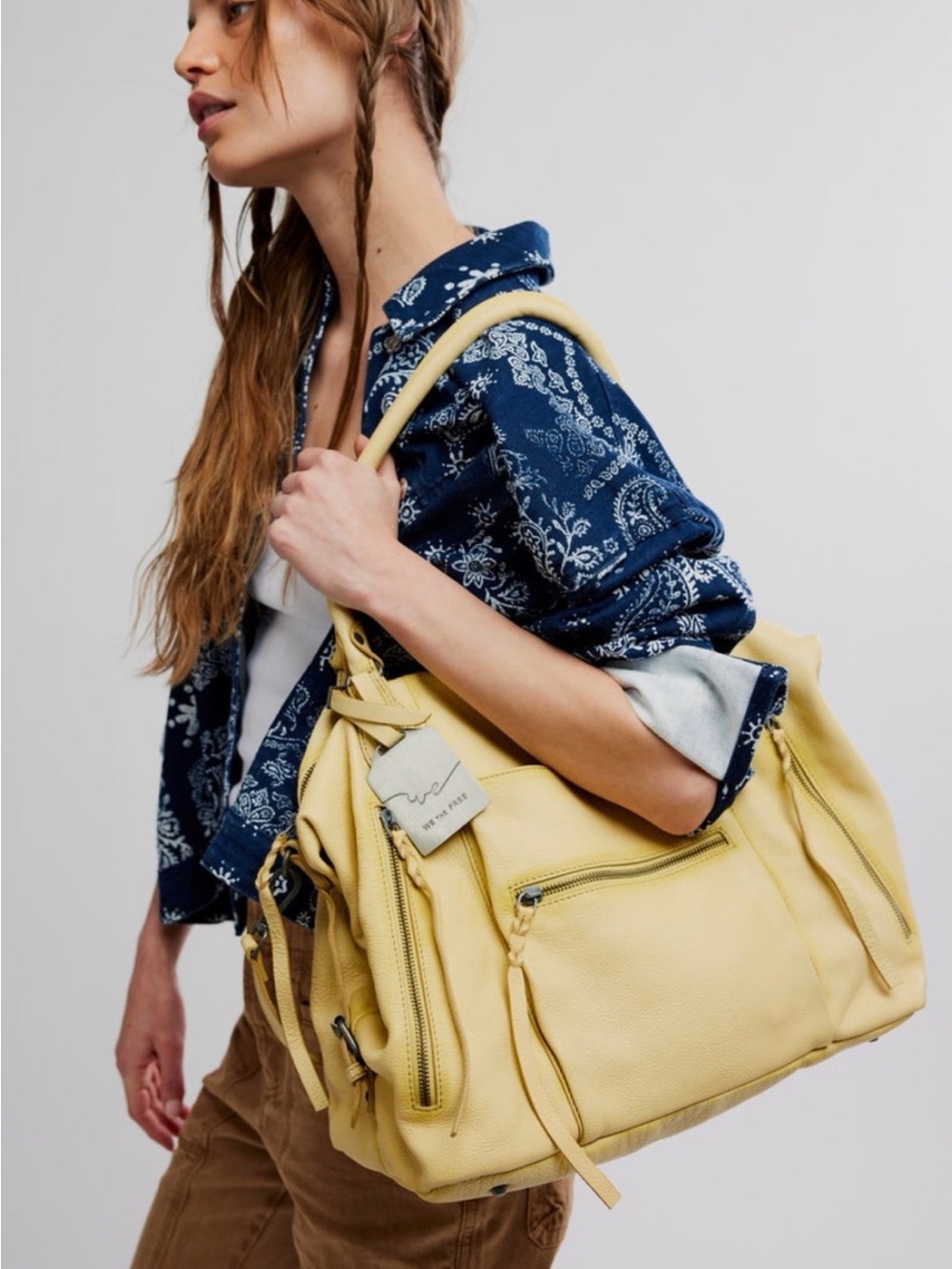 Free People butter yellow We The Free Emerson Tote Bag NWT